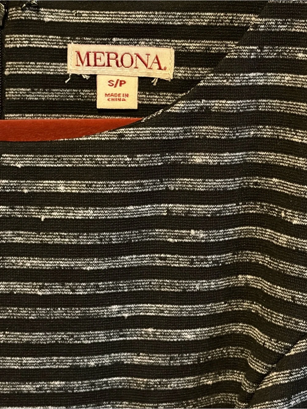 Merona Navy & Gray Striped Long-Sleeve Fit and Flare Dress
